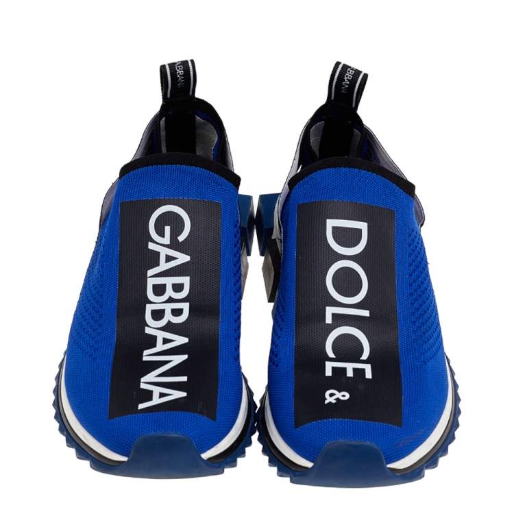 Pre Owned Dolce & Gabbana Blue/Black Fabric Sorrento Slip on Sneakers Size 45