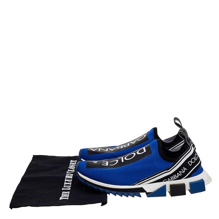 Pre Owned Dolce & Gabbana Blue/Black Fabric Sorrento Slip on Sneakers Size 45