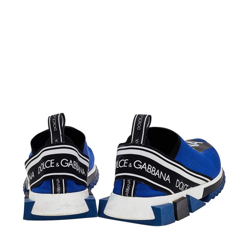 Pre Owned Dolce & Gabbana Blue/Black Fabric Sorrento Slip on Sneakers Size 45