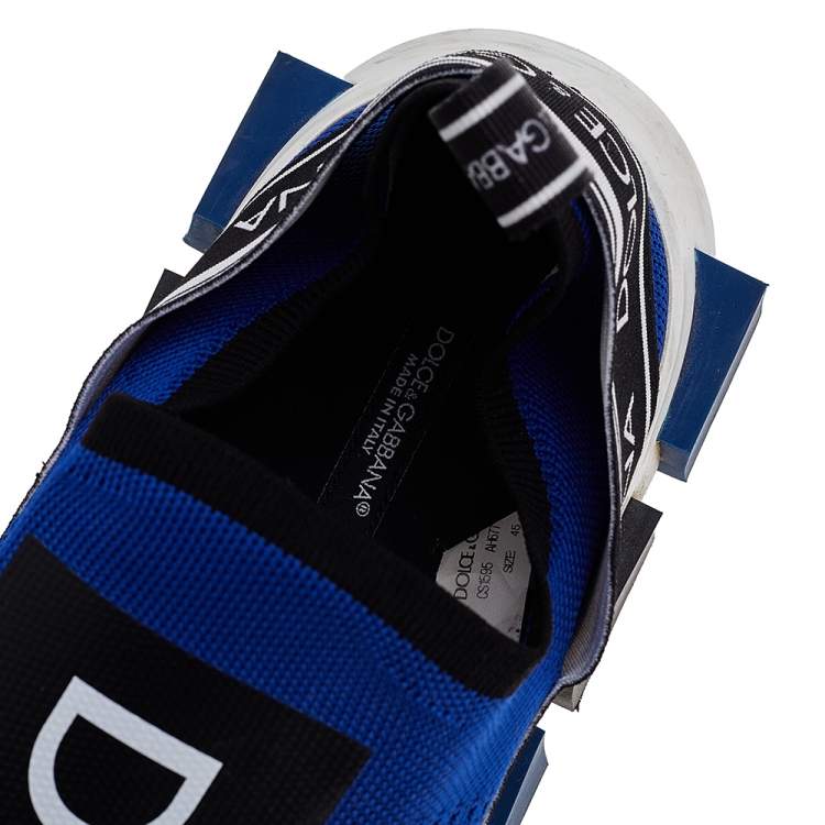 Pre Owned Dolce & Gabbana Blue/Black Fabric Sorrento Slip on Sneakers Size 45
