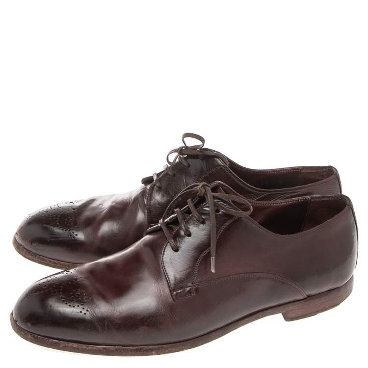 Pre Owned Dolce & Gabbana Burgundy Leather Detail Derby Size 43