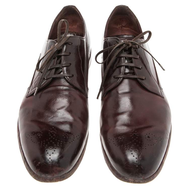 Pre Owned Dolce & Gabbana Burgundy Leather Detail Derby Size 43