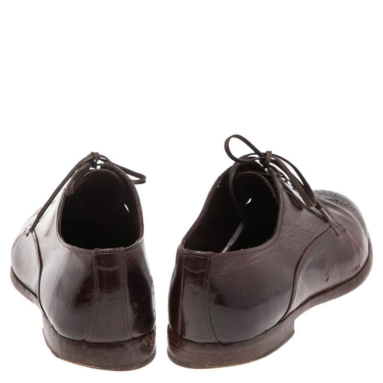 Pre Owned Dolce & Gabbana Burgundy Leather Detail Derby Size 43