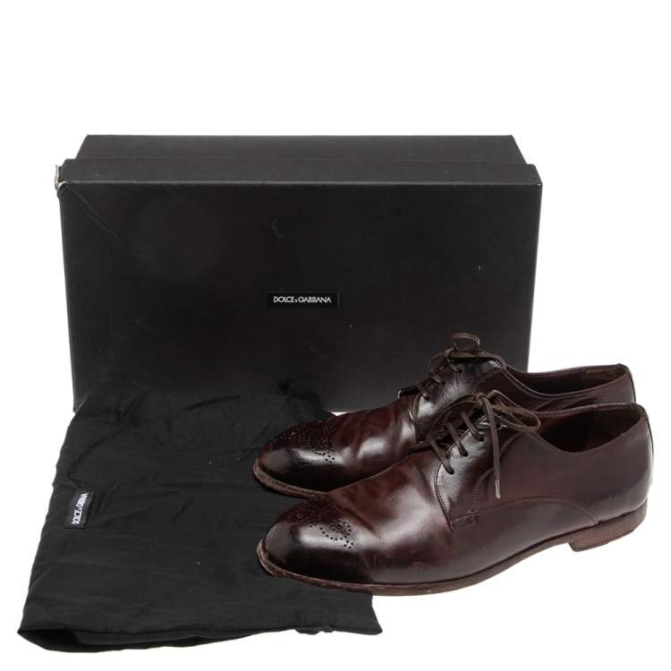 Pre Owned Dolce & Gabbana Burgundy Leather Detail Derby Size 43