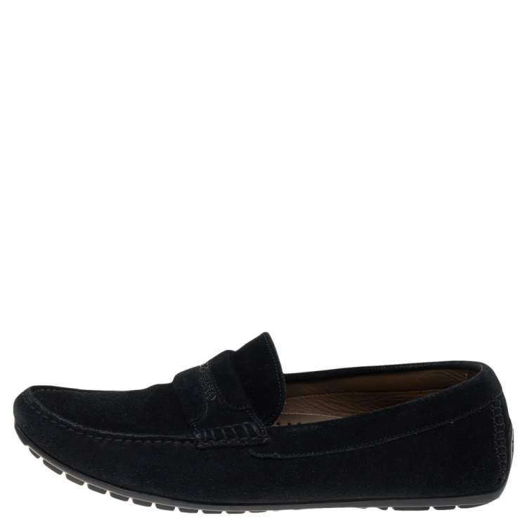 Pre Owned Dolce & Gabbana Black Suede Slip On Loafers Size 40