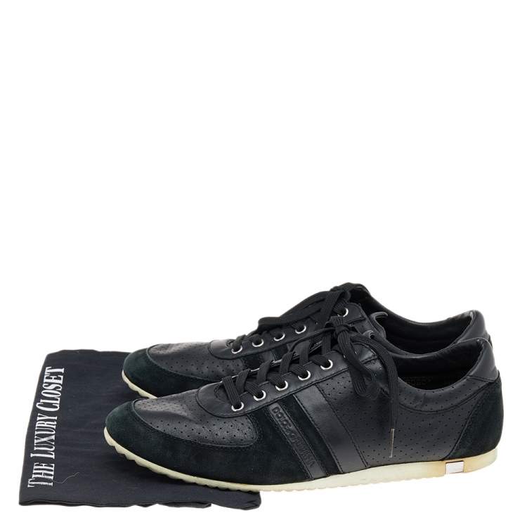 Pre Owned Dolce & Gabbana Black Suede And Leather Low Top Sneakers Size 44
