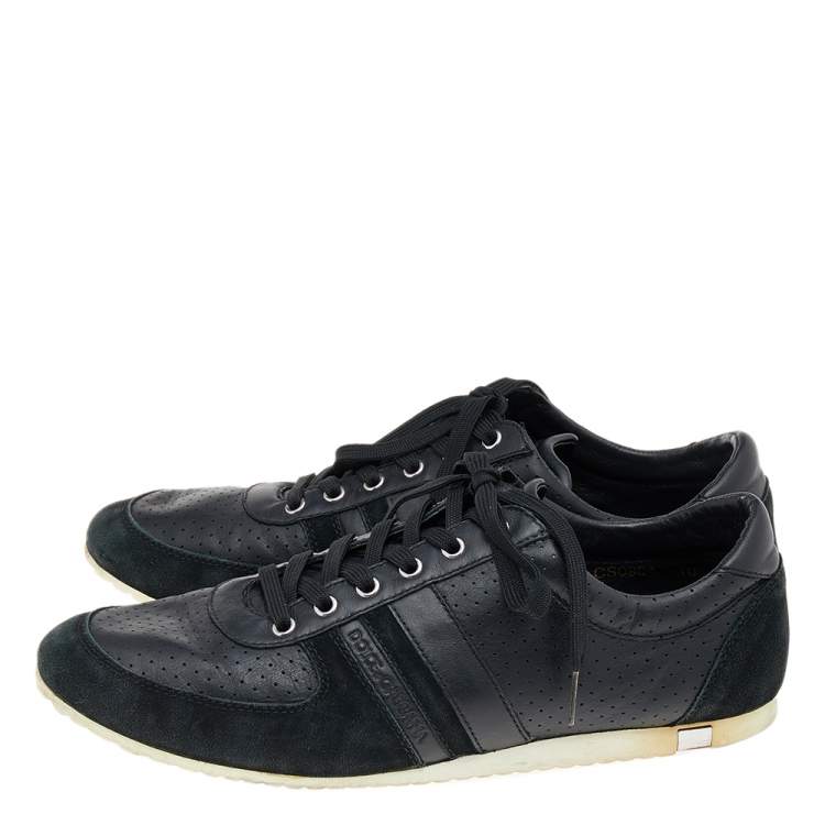 Pre Owned Dolce & Gabbana Black Suede And Leather Low Top Sneakers Size 44