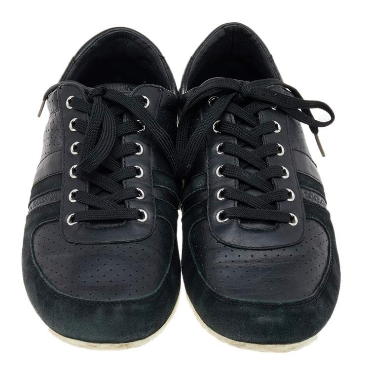 Pre Owned Dolce & Gabbana Black Suede And Leather Low Top Sneakers Size 44