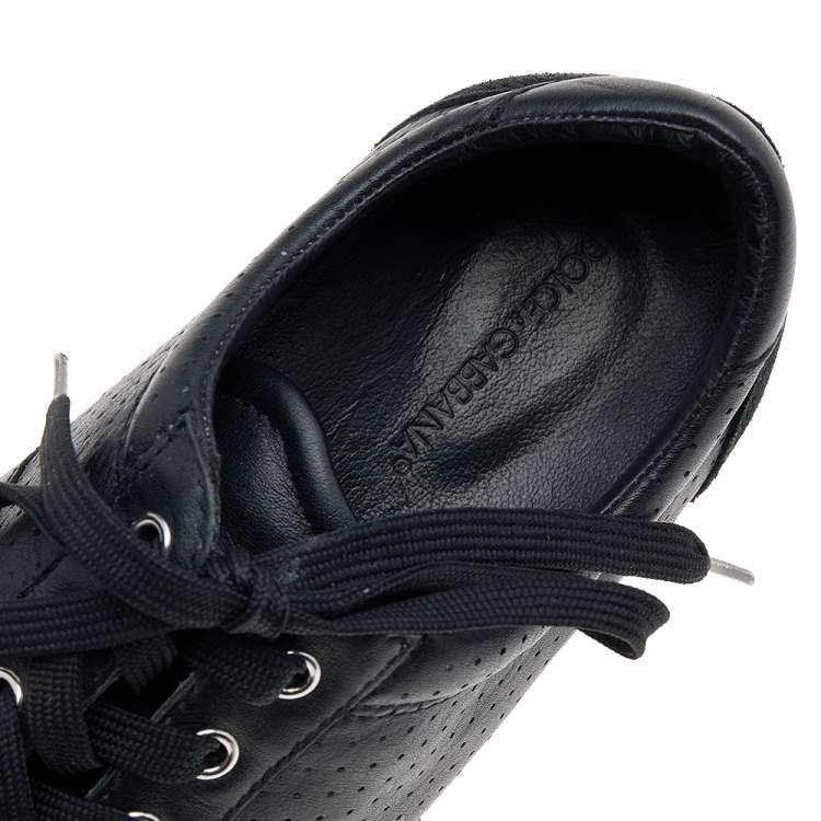 Pre Owned Dolce & Gabbana Black Suede And Leather Low Top Sneakers Size 44