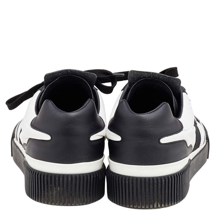 Pre Owned Dolce & Gabbana Black/White Leather And Nylon Miami Low Top Sneakers Size 42.5