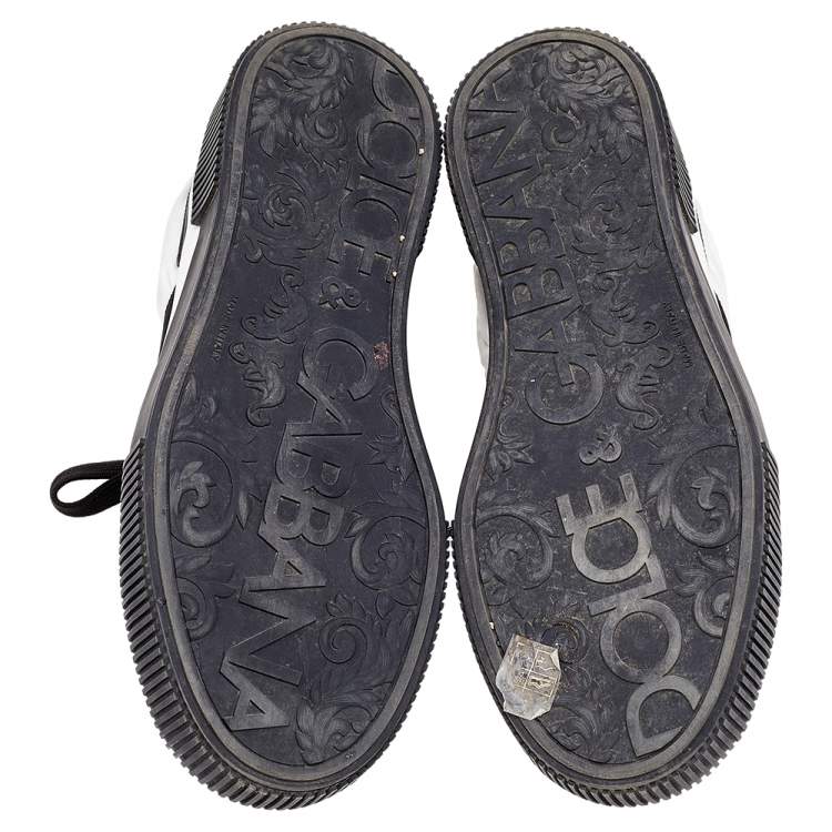 Pre Owned Dolce & Gabbana Black/White Leather And Nylon Miami Low Top Sneakers Size 42.5