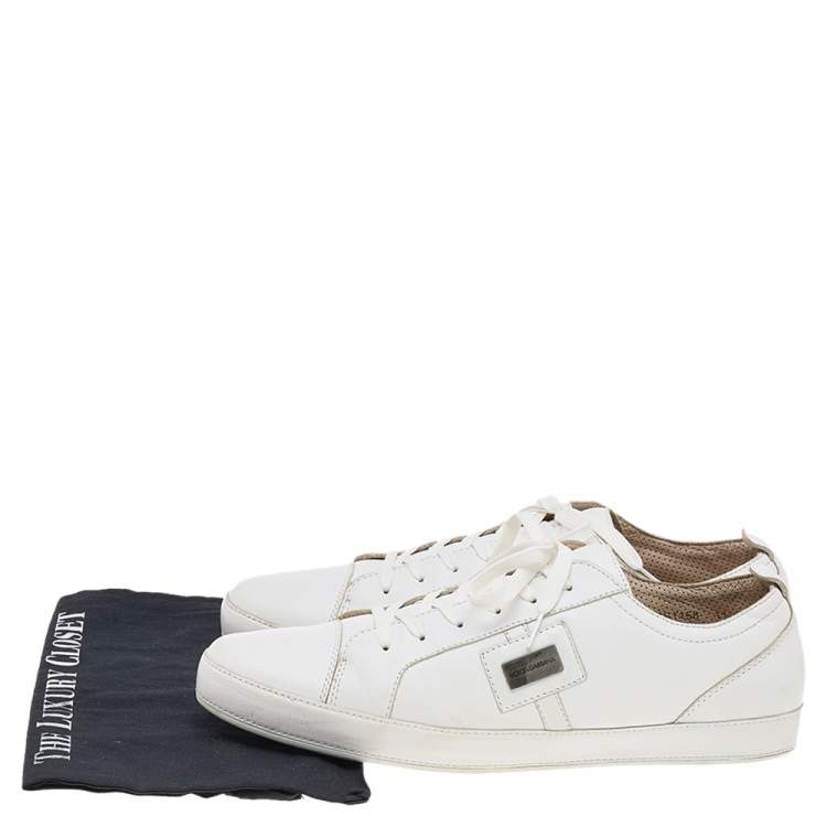 Pre Owned Dolce & Gabbana White Leather Sneakers  Size 45