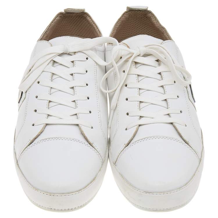 Pre Owned Dolce & Gabbana White Leather Sneakers  Size 45