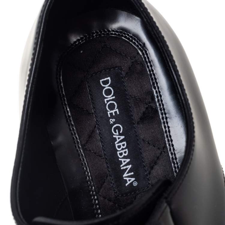 مملوكة مسبقًا Dolce & Gabbana Black Patent Leather Lace-Up Oxfords Size 44