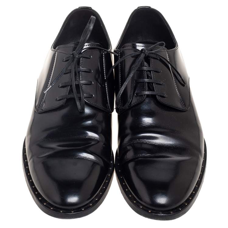 مملوكة مسبقًا Dolce & Gabbana Black Patent Leather Lace-Up Oxfords Size 44