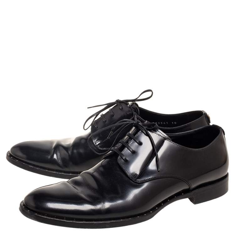 مملوكة مسبقًا Dolce & Gabbana Black Patent Leather Lace-Up Oxfords Size 44