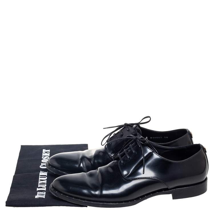 مملوكة مسبقًا Dolce & Gabbana Black Patent Leather Lace-Up Oxfords Size 44