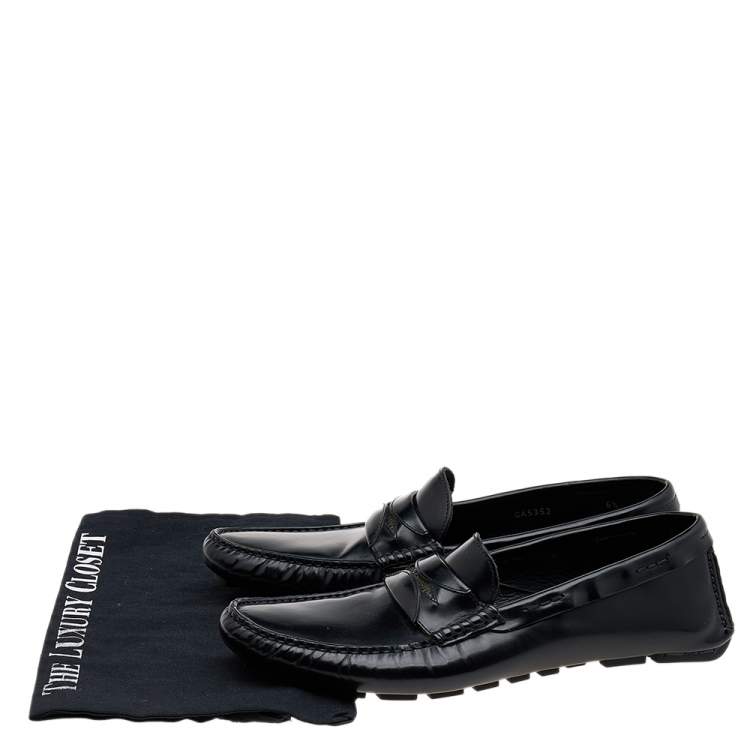 Pre Owned Dolce & Gabbana Black Leather Slip On Loafers Size 40.5