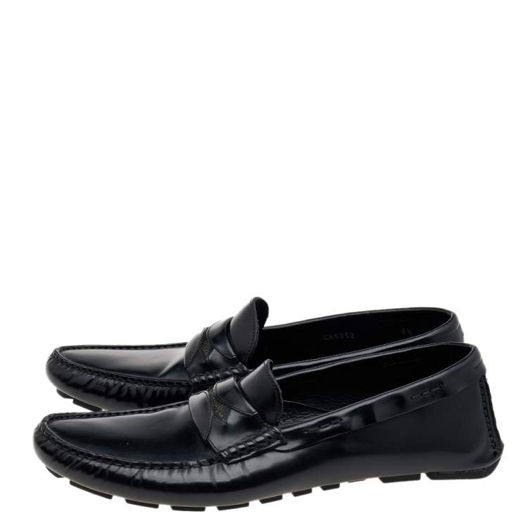 Pre Owned Dolce & Gabbana Black Leather Slip On Loafers Size 40.5