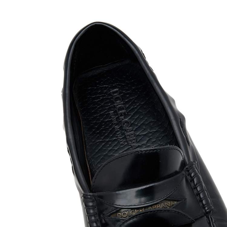 Pre Owned Dolce & Gabbana Black Leather Slip On Loafers Size 40.5