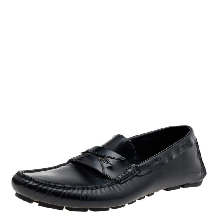 Pre Owned Dolce & Gabbana Black Leather Slip On Loafers Size 40.5