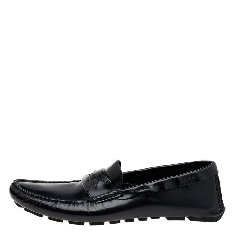 Pre Owned Dolce & Gabbana Black Leather Slip On Loafers Size 40.5