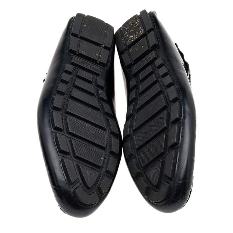 Pre Owned Dolce & Gabbana Black Leather Slip On Loafers Size 40.5