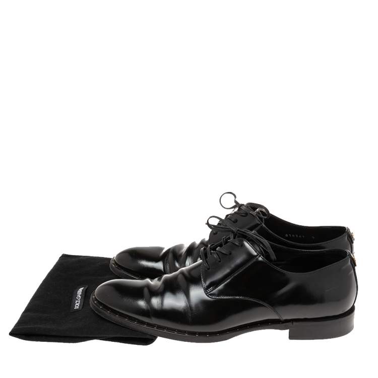 Pre Owned Dolce & Gabbana Black Patent Leather Lace-Up Derby Size 43