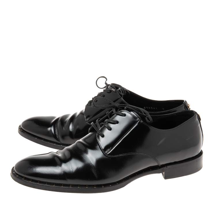 Pre Owned Dolce & Gabbana Black Patent Leather Lace-Up Derby Size 43