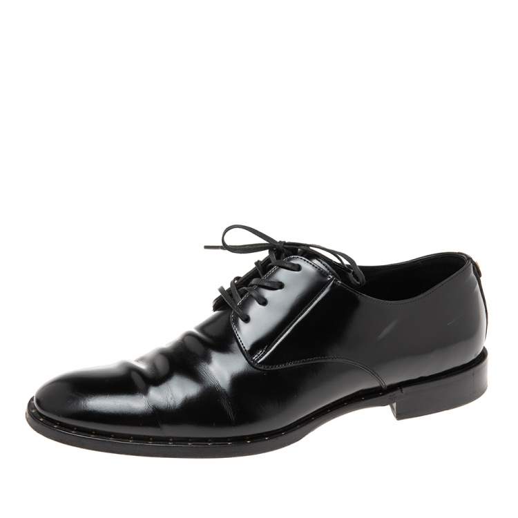 Pre Owned Dolce & Gabbana Black Patent Leather Lace-Up Derby Size 43