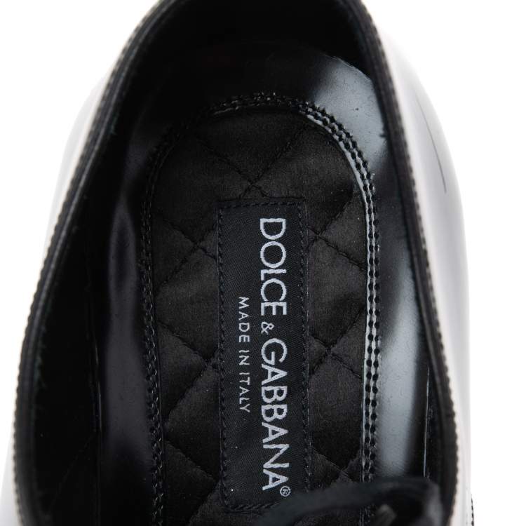 Pre Owned Dolce & Gabbana Black Patent Leather Lace-Up Derby Size 43