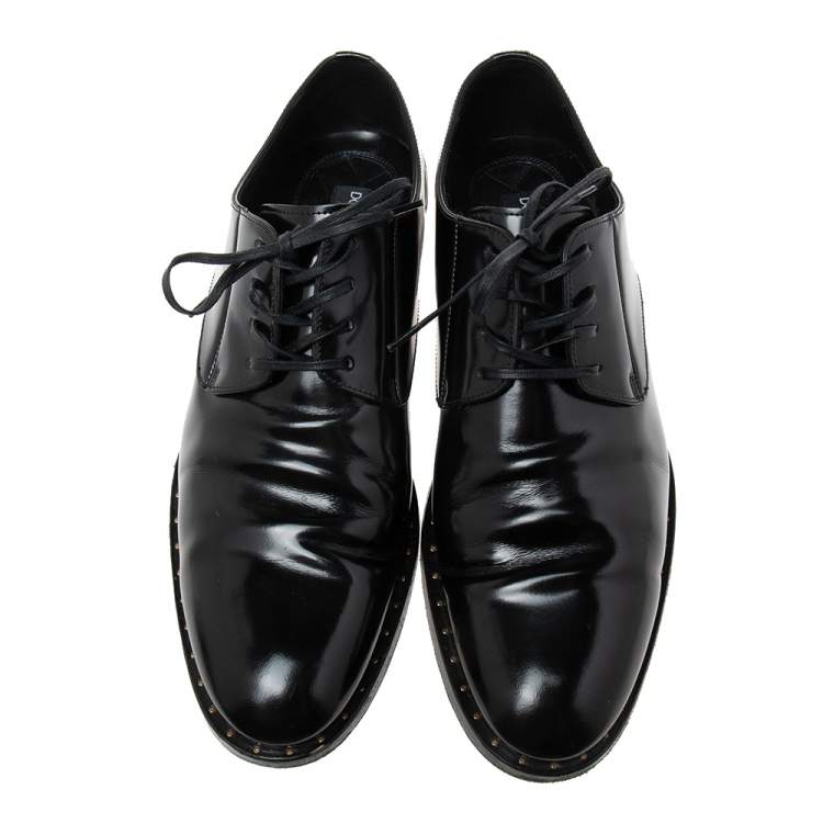 Pre Owned Dolce & Gabbana Black Patent Leather Lace-Up Derby Size 43