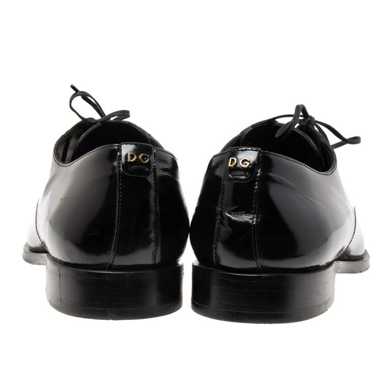 Pre Owned Dolce & Gabbana Black Patent Leather Lace-Up Derby Size 43