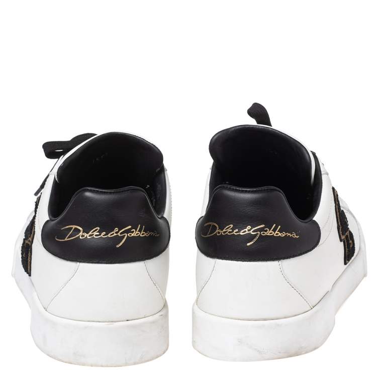Pre Owned Dolce & Gabbana White Leather Portofino Logo Low-Top Sneakers Size 42