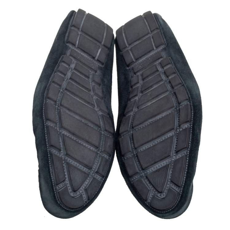 Pre Owned Dolce & Gabbana Dark Green Suede Slip On Loafers Size 44