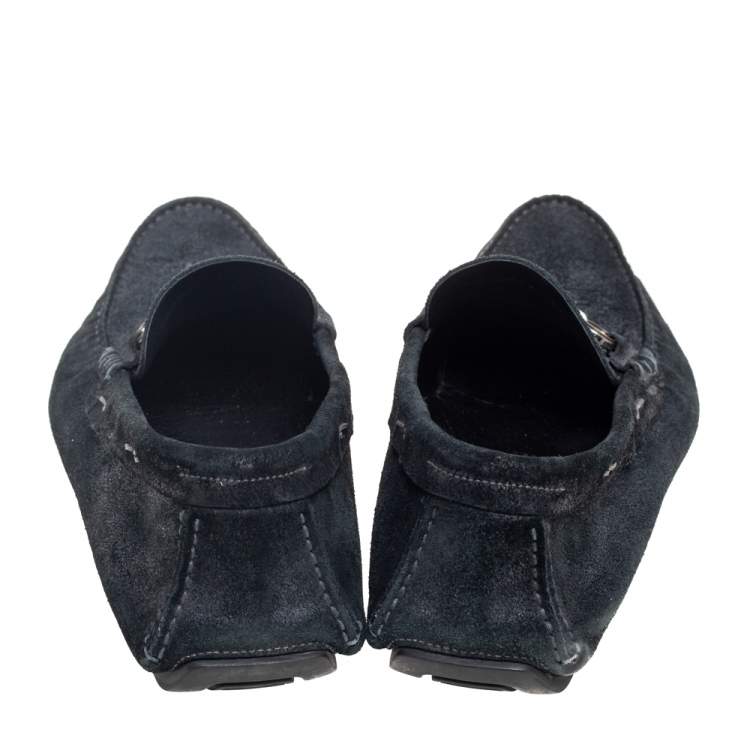 Pre Owned Dolce & Gabbana Dark Green Suede Slip On Loafers Size 44