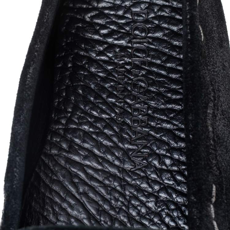 Pre Owned Dolce & Gabbana Dark Green Suede Slip On Loafers Size 44