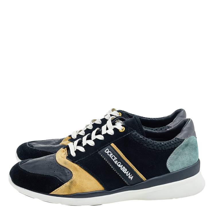 Pre Owned Dolce & Gabbana Multicolor Leather And Suede Low Top Sneakers Size 43.5