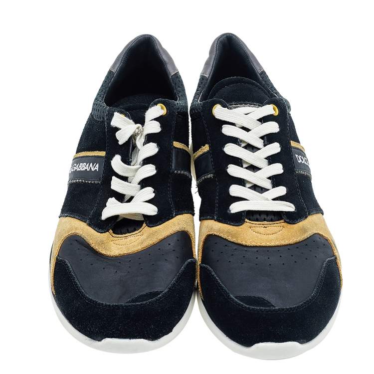 Pre Owned Dolce & Gabbana Multicolor Leather And Suede Low Top Sneakers Size 43.5