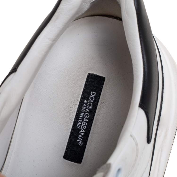 مملوكة مسبقًا Dolce & Gabbana White/ Black Leather Super King Low Top Sneakers Size 45