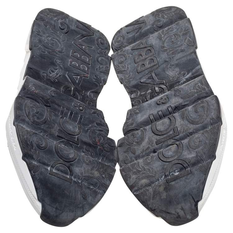 مملوكة مسبقًا Dolce & Gabbana White/ Black Leather Super King Low Top Sneakers Size 45