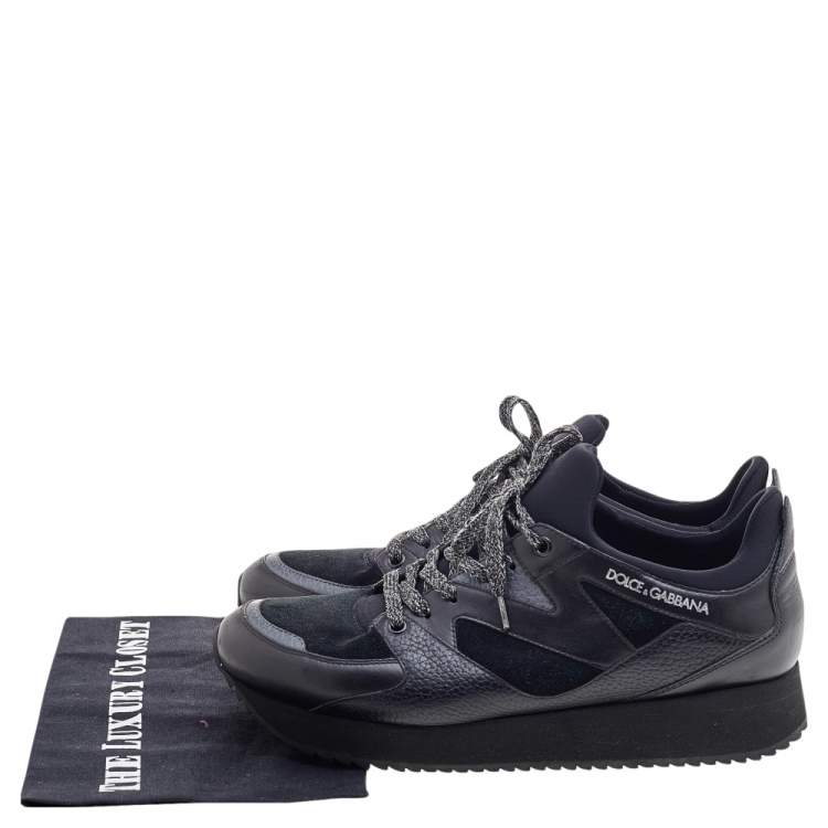 Pre Owned Dolce & Gabbana Black Suede And Leather Speed Run Sneakers Size 42
