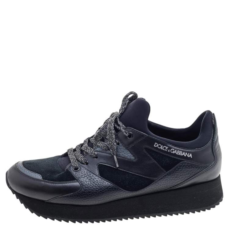 Pre Owned Dolce & Gabbana Black Suede And Leather Speed Run Sneakers Size 42