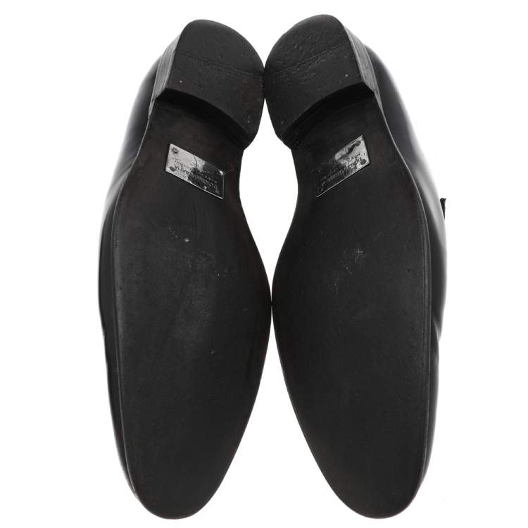 Pre Owned Dolce & Gabbana Black Leather Slip On Loafers Size 44