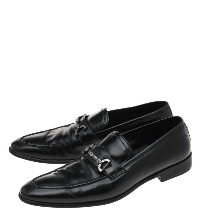 Pre Owned Dolce & Gabbana Black Leather Slip On Loafers Size 44