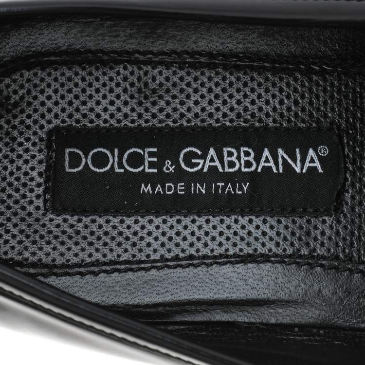 Pre Owned Dolce & Gabbana Black Leather Slip On Loafers Size 44