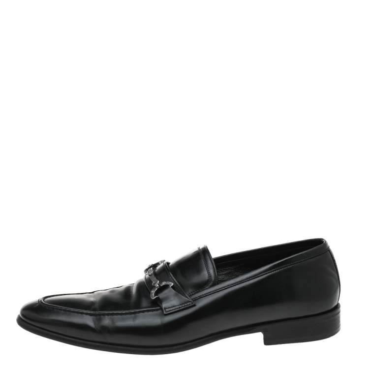Pre Owned Dolce & Gabbana Black Leather Slip On Loafers Size 44