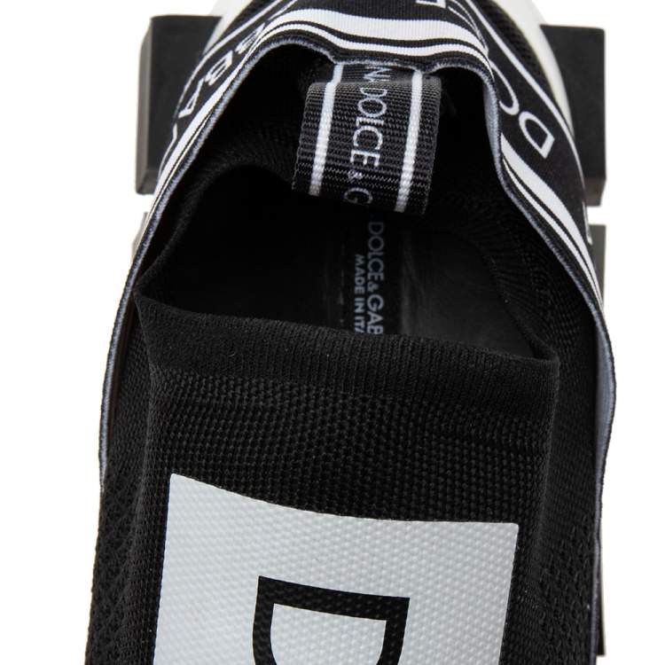 مملوكة مسبقًا Dolce & Gabbana Black Knit Fabric Sorrento Slip On Sneakers Size 43