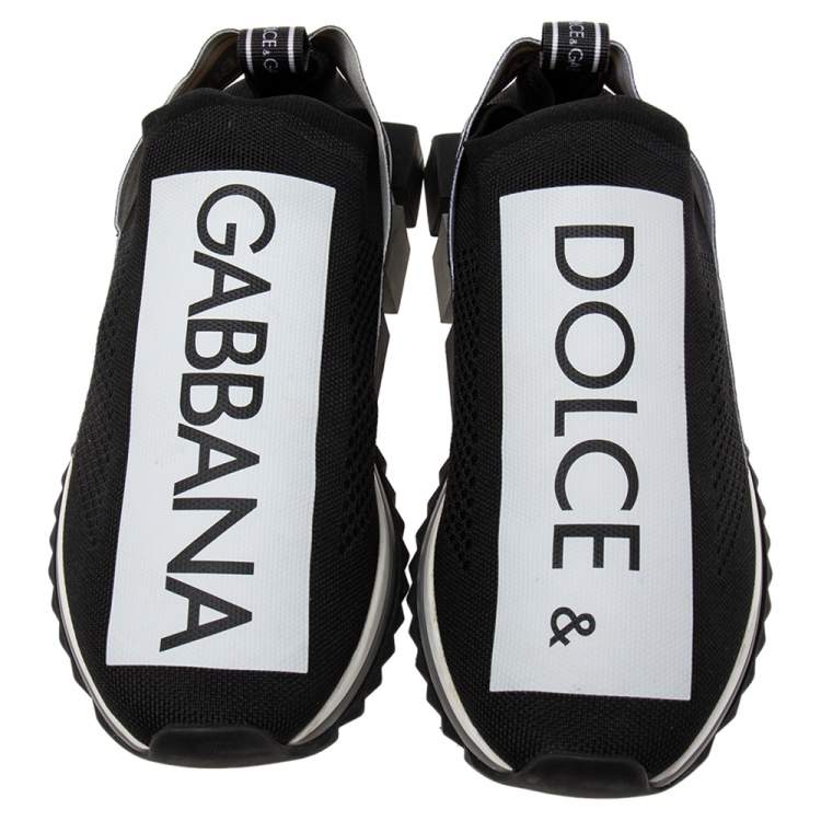 مملوكة مسبقًا Dolce & Gabbana Black Knit Fabric Sorrento Slip On Sneakers Size 43