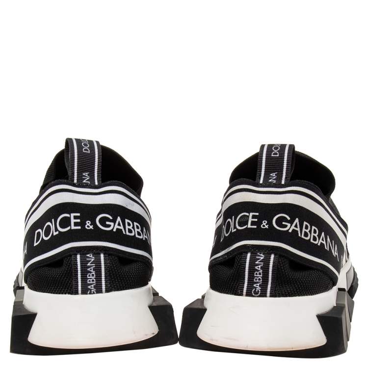 مملوكة مسبقًا Dolce & Gabbana Black Knit Fabric Sorrento Slip On Sneakers Size 43